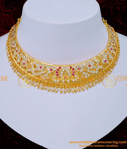 NLC1191 - Attractive Gold Design Impon Choker Necklace for Wedding