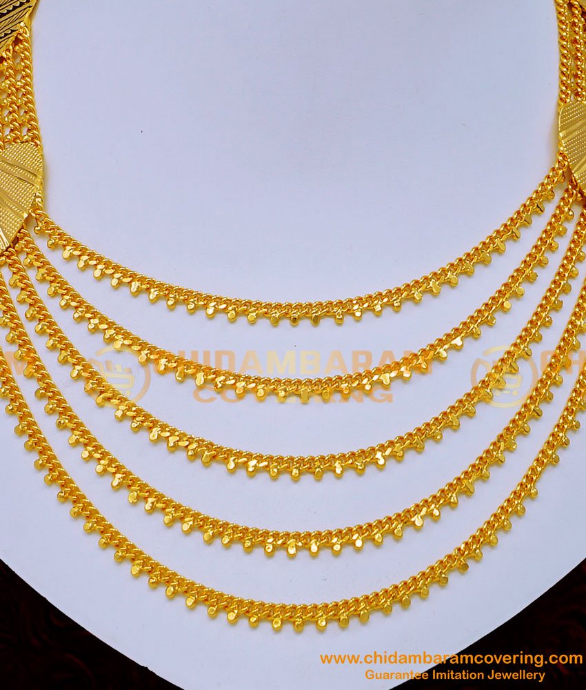 Gorgeous Gold Look Gold Plated Multi Layered Necklace for Wedding
