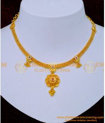 NLC1195 - Unique Gold Plated Attigai Style Stone Necklace Design