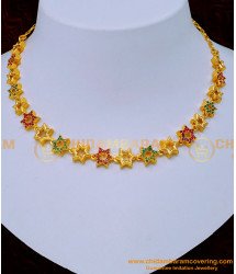 NLC1199 - Latest Ruby Emerald Stone Party Wear Necklace Designs  