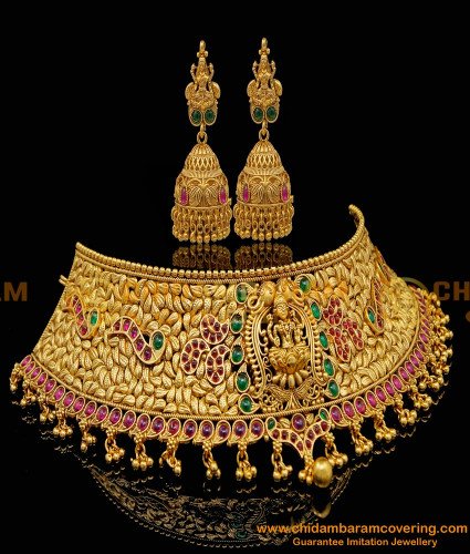 NLC1215 - Premium Quality Antique Choker Set Indian Antique Jewellery Online Shopping