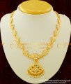 NLC257 - Bridal Wear Thick Metal Full White Stone Gold Design Impon Attigai Necklace for Wedding