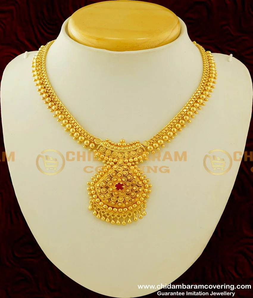 Buy Traditional Hand Made Light Weight Gold Beads Mango Necklace with Haram  Combo Set Online