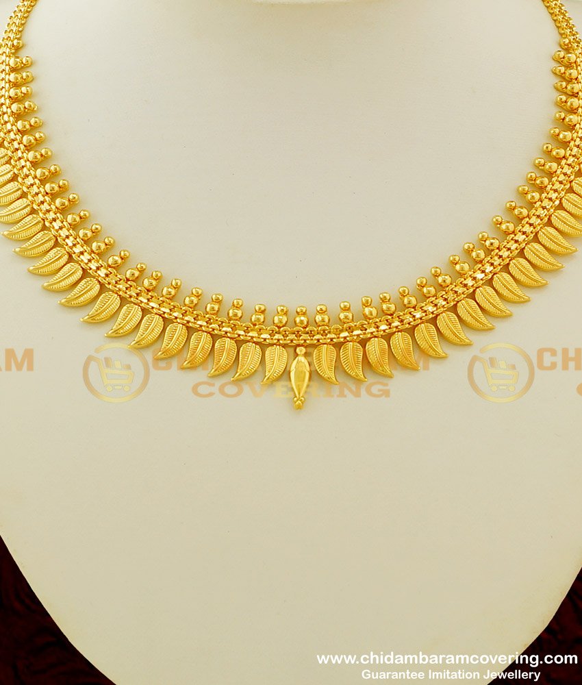 NLC275 - Buy Traditional Kerala Leaf Design Plain Necklace Online Collections