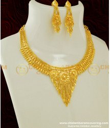 NLC276 - Grand Look Bridal Wear Gold Plated Necklace and Earring Set Buy Online