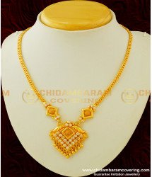 NLC301 - Simple Golden Color Ad Stone Necklace Buy One Gram Gold Necklace Online