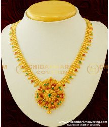 NLC303 - One Gram Gold Plated Semi Precious First Quality Ruby Emerald Stone Necklace for Women 
