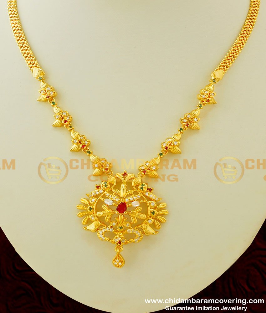 NLC305 - Latest Function Wear High Quality Multi Stone Necklace Design Imitation Necklace Online