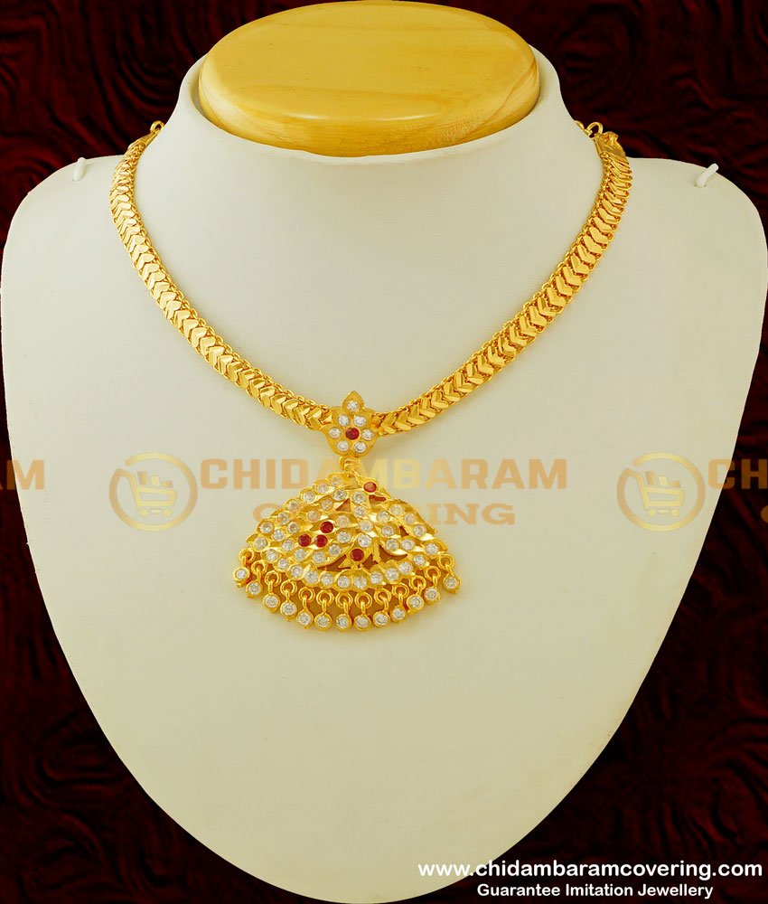 NLC310 - New Peacock Design Stone Impon Attigai Necklace Buy Indian Jewellery Collections Online