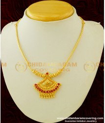 NLC328 - Latest Light Weight Simple Design Party Wear Ruby Stone Necklace Online