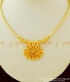 NLC339 - 1 Gram Gold Flower Design Light Weight Gold Plain Necklace for Women