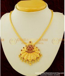 NLC343 - New Model Ruby Stone Latest One Gram Gold Designer Necklace for Wedding