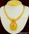 NLC349 - Trendy Ruby Stone Gold Design Flower with Full Mango Necklace Designs