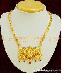 NLC352 - New Collection High Quality Ruby Red Stone Lakshmi Design Necklace Online