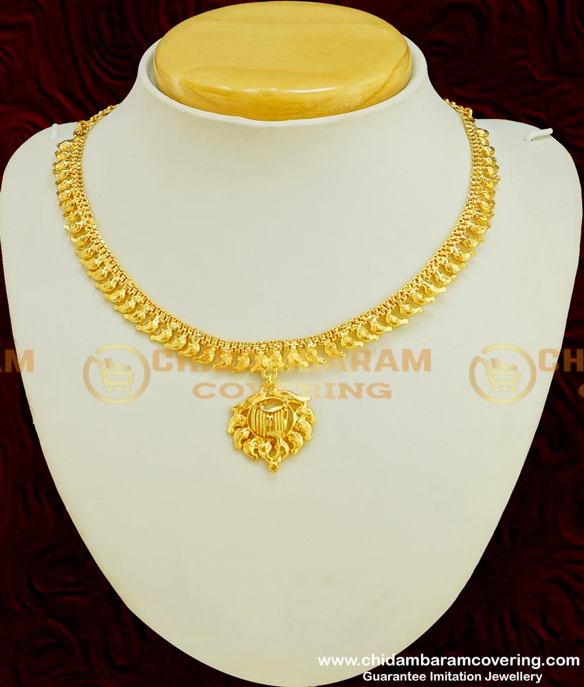 NLC357 - Simple Party Wear 2 Gram Gold Guarantee Plain Necklace Online