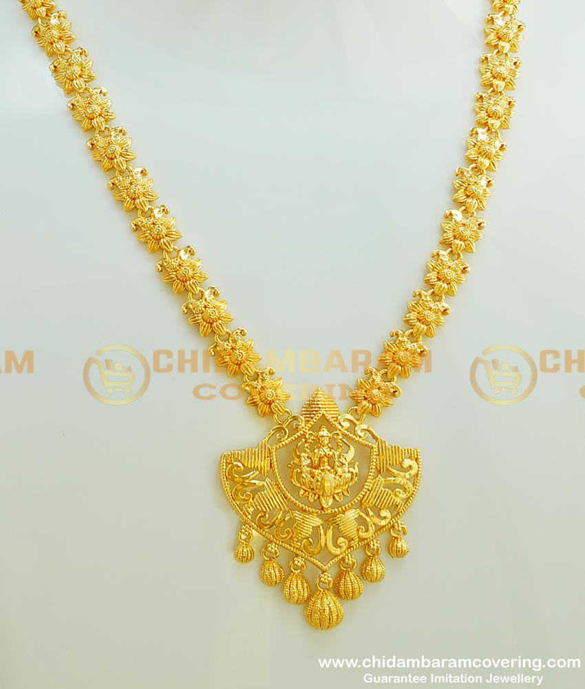 NLC370 - New Pattern Stunning Gold Lakshmi Pendant Gold Necklace Design with Earring Set Buy Online