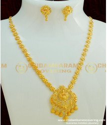 NLC371 - Traditional Lakshmi Devi Gold Design Necklace Set Micro Plated Necklace for Wedding 