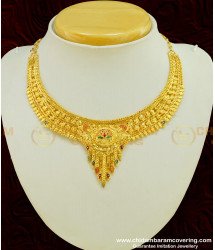 NLC384 - Traditional Bridal Wear Calcutta Short Necklace Forming Gold Jewellery Buy Online