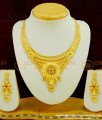 NLC388 - Real Gold Necklace Model Elegant Finish Flower Design Forming Broad Necklace with Earring Imitation Jewelry Online 