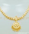 NLC407 - Traditional Gold Design Impon Full White Stone Attigai With Earring Set for Marriage 