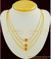 NLC425 - Stylish Party Wear Gold Plated Ruby Stone Heart Pendant Layered Necklace Designs Online
