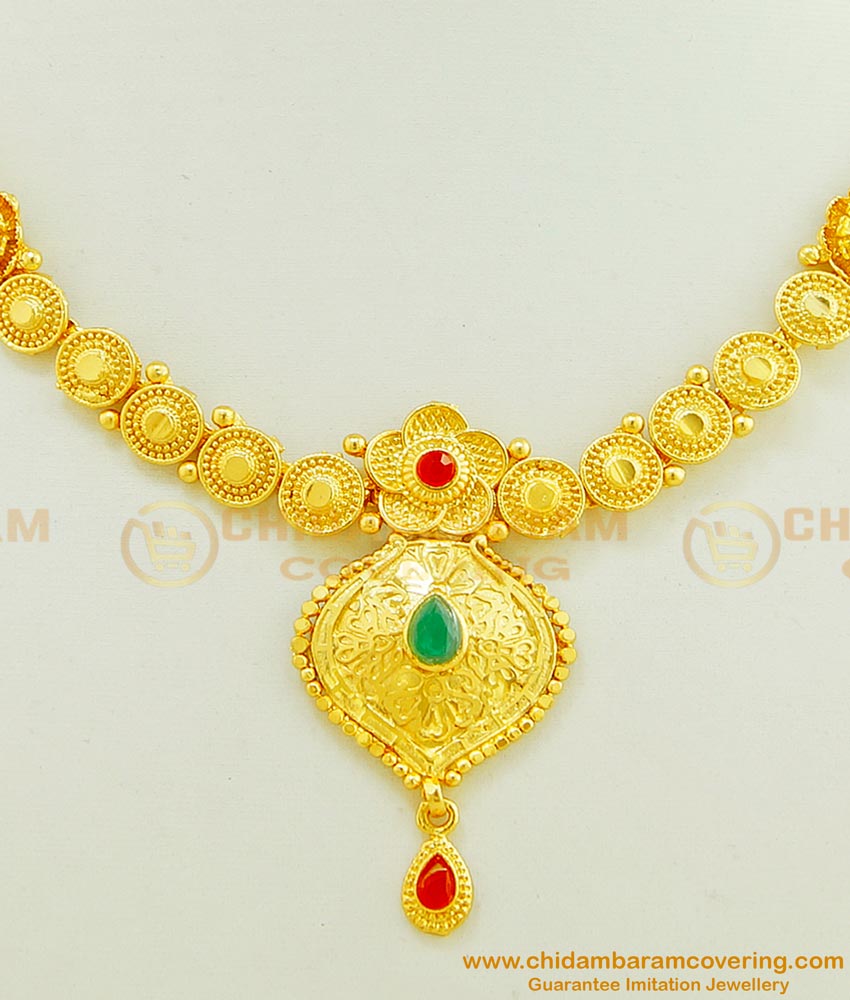 NLC433 - Modern Indian Fashion Gold Plated Forming Necklace With Earring Imitation Jewellery 