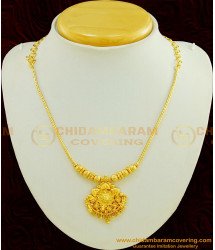 NLC438 - Gold Plated Roll Chain with Designer Pendant Simple Necklace