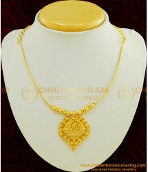 NLC445 - Traditional Real Gold Necklace Design Beautiful Pendant with Small Chain Necklace 