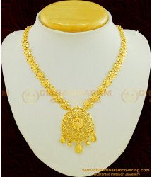 NLC457 - Traditional One Gram Gold Lakshmi Devi Gold Design Necklace for Wedding