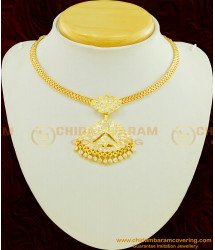 NLC474 - Buy Real Gold Design Full White Stone Five Metal Attigai Necklace Indian Traditional Jewellery Online