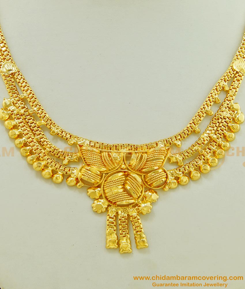 NLC479 - Traditional Gold Covering Necklace Design Indian Wedding Jewellery Buy Online