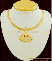NLC487 - South Indian Style Impon Attigai Necklace One Gram Gold Five Metal Jewellery Online