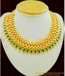 NLC508 - Most Beautiful Full Green Nagapadathali Palakka Choker Necklace Kerala Jewellery for Wedding