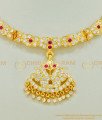 NLC514 - New Design Impon White and pink Stone Real Gold Swan Design Attigai Online