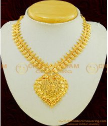 NLC526 - One Gram Gold Plated New Mango Chain with Heart Design Big Dollar Necklace for Wedding
