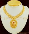 NLC528 - New Kerala Pattern Mango Necklace One Gram Gold Plated Ad Stone Wedding Gold Necklace Designs Online