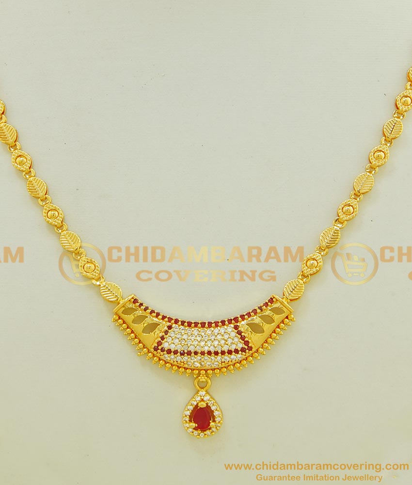 NLC533 - Elegant First Quality American Diamond Party Were Simple Necklace Design Buy Online