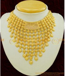 NLC541 - Latest Bridal Wear Real Gold Design Kerala Choker Necklace Wedding Jewelry Online