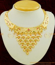 NLC552 - New Arrival Bridal Wear First Quality Impon Peacock Design Full Neck Stone Choker Necklace for Wedding