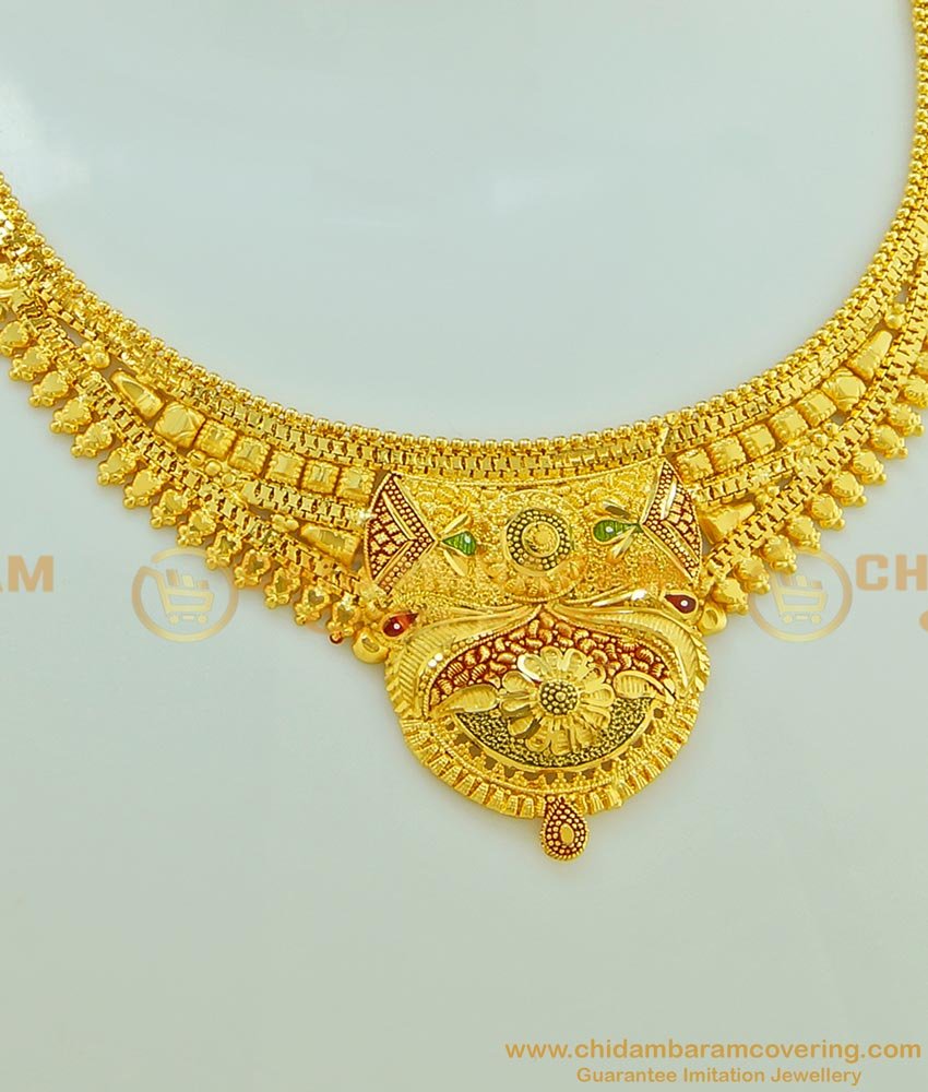 NLC556 - New Gold Necklace Design With Earring Gold Forming Necklace Set Collection at Affordable Price Online