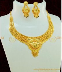 NLC557 - Traditional Gold Necklace Design First Quality Jewellery Enamel Forming Gold Necklace with Earring Combo Set 