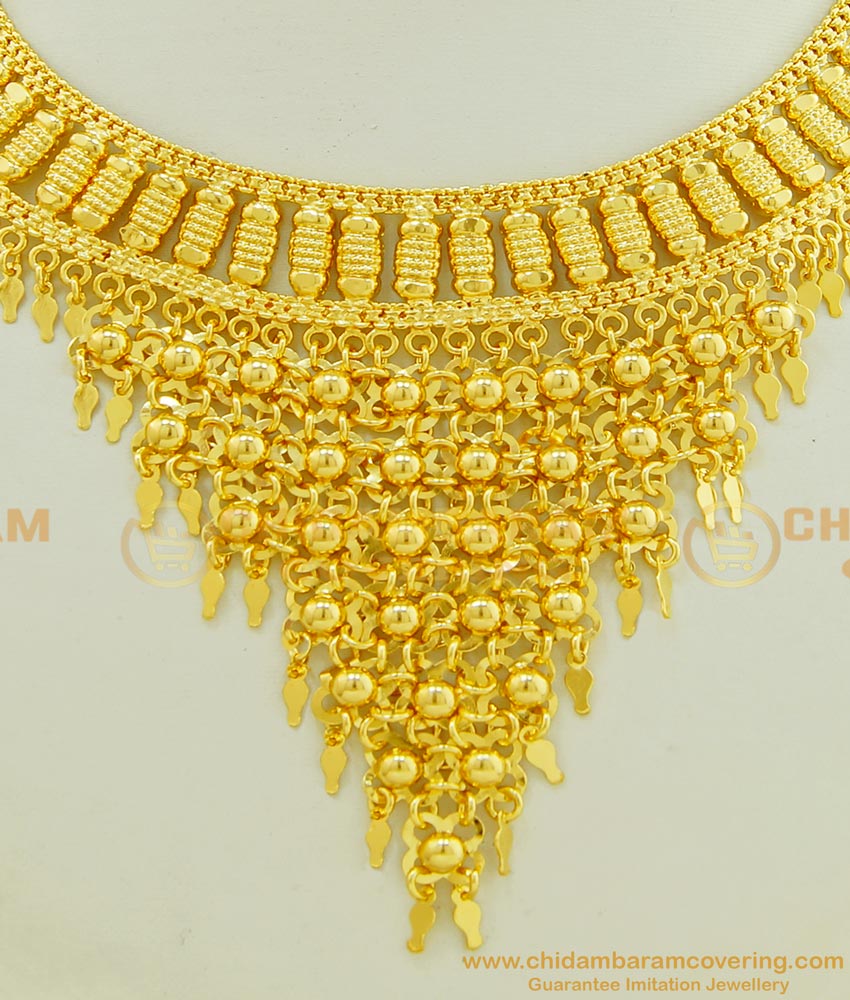 NLC561 - Gold Inspired Elakkathali Gold Choker Necklace Buy Kerala Jewellery Online