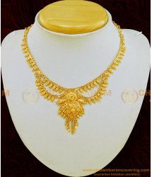 NLC566 - Traditional Gold Covering Two Line Necklace Design Indian Wedding Jewellery Online