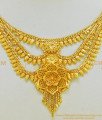 NLC569 - Attractive 3D Flower Design Gold Plated 3 Step Gold Necklace Design for Marriage 
