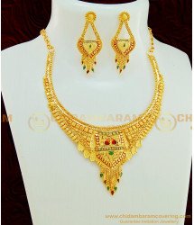 NLC572 - Traditional Bridal Wear Gold Look Necklace Gold Forming Jewellery Buy Online