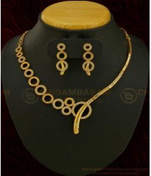 NLC591 - Semi Precious Women Fashion Jewellery Never Fade Yellow Gold Party Wear Necklace with earrings set  