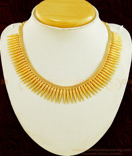 NLC594 - Gold Plated Self Design Mullamottu Mala Kerela Traditional Jewelry Online Collections