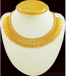 NLC595 - Elegant Malayali Bridal Jewellery One Gram Gold One Year Guarantee Mulla Mottu Gold Necklace Design 