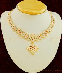 NLC598 - Latest Design Impon Attigai Necklace Multi Stone Gold Design Necklace Five Metal Jewellery
