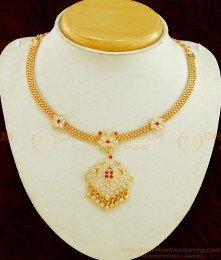 NLC602 - Latest Collection Impon Attigai Gold Necklace Design Getti Metal Attigai Online
